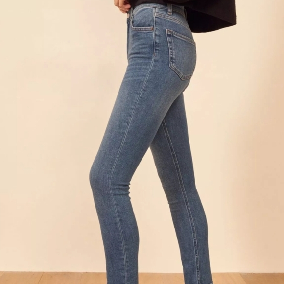 Reformation High Rise Harper Skinny Jeans Blue  Destin  Size 29 - Picture 2 of 11